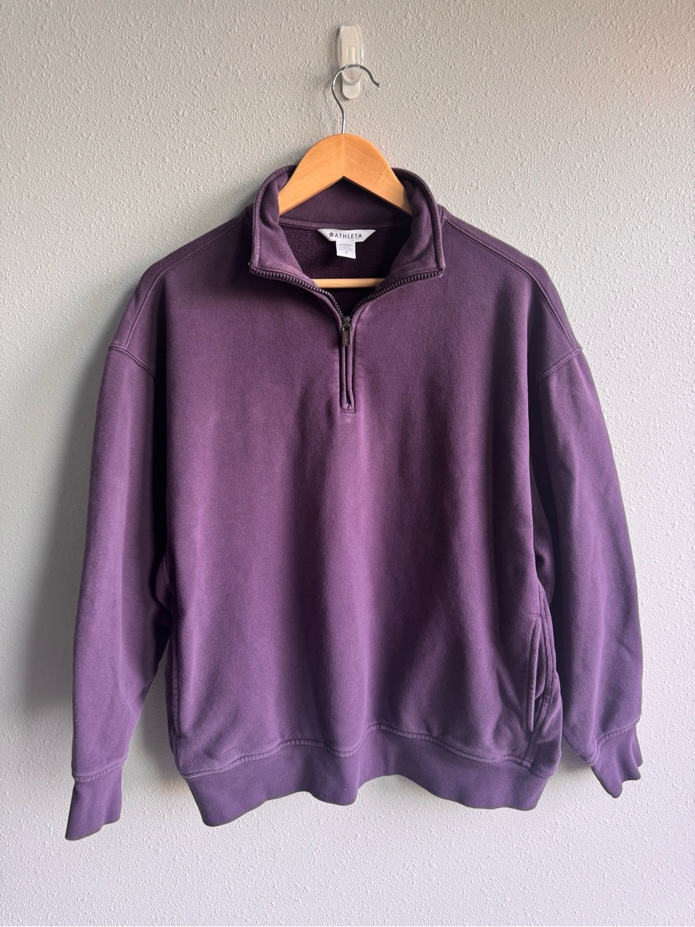 Athleta forever fleece Deep Purple Half-Zip Sweatshirt
